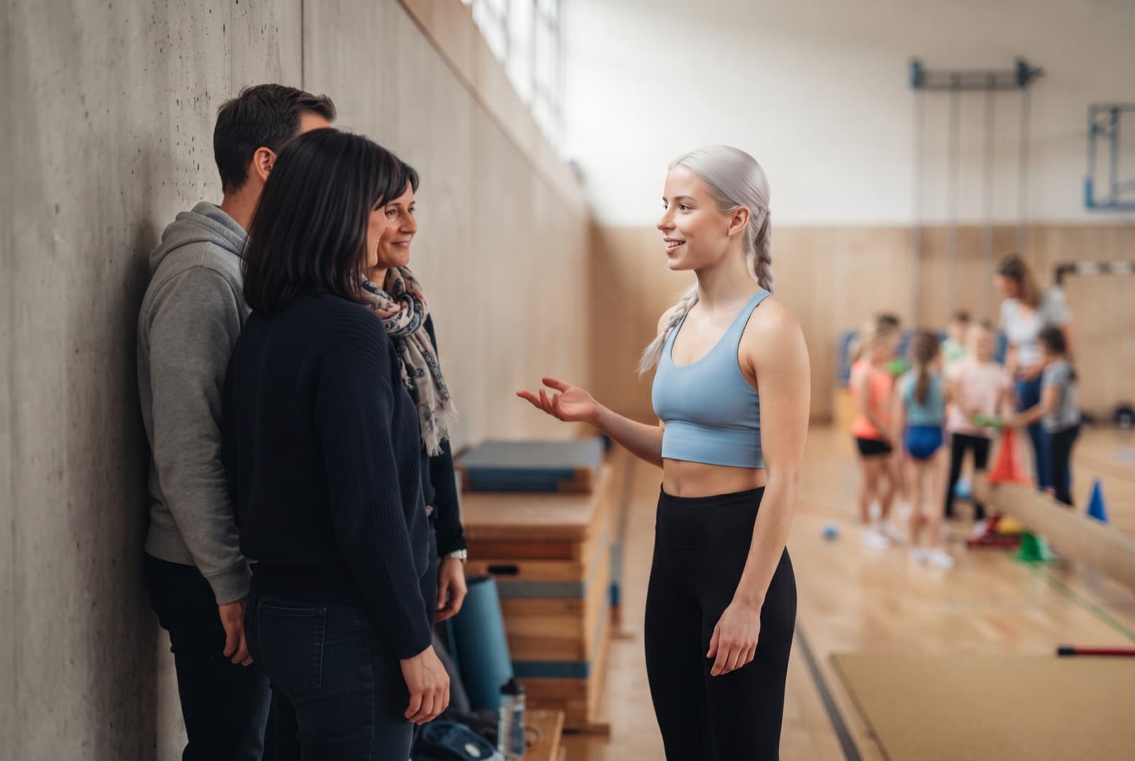 Trainer und Eltern nutzen cluuub mobil in der Sporthalle