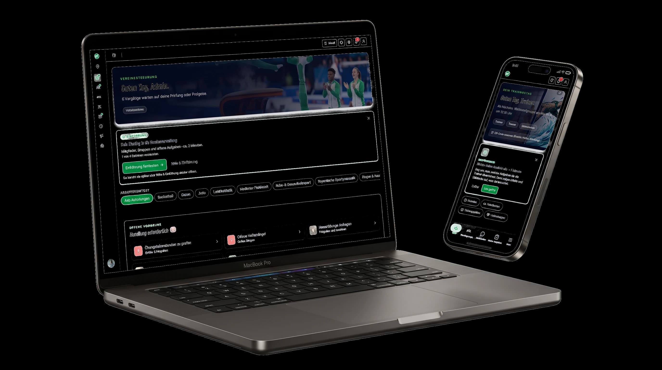 cluuub · Admin & Mitglieder-Cockpit & cluuub Trainer-Cockpit auf dem Smartphone